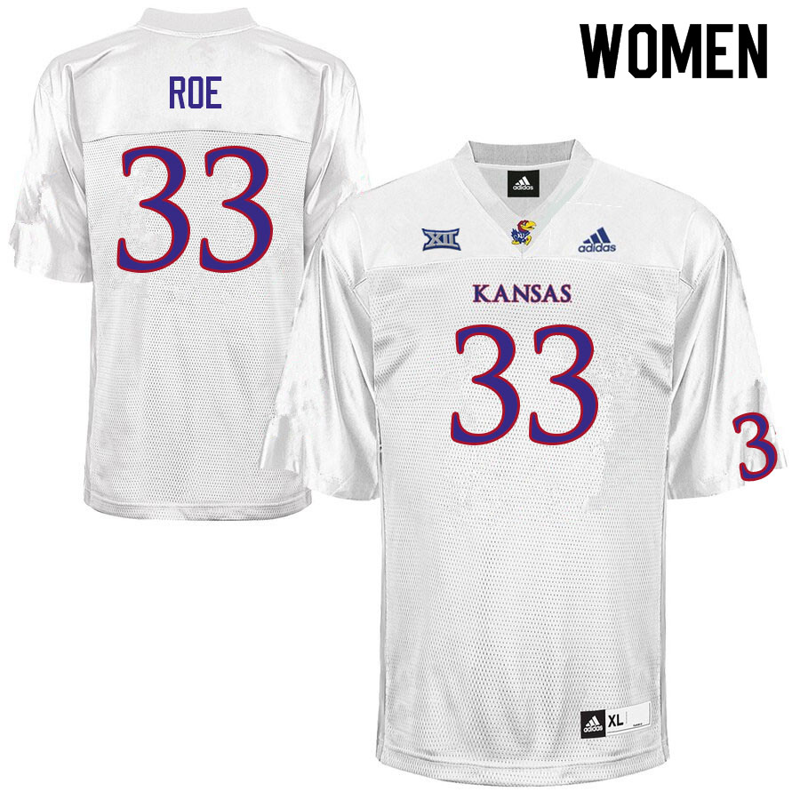 Women #33 Spencer Roe Kansas Jayhawks College Football Jerseys Sale-White - Click Image to Close
